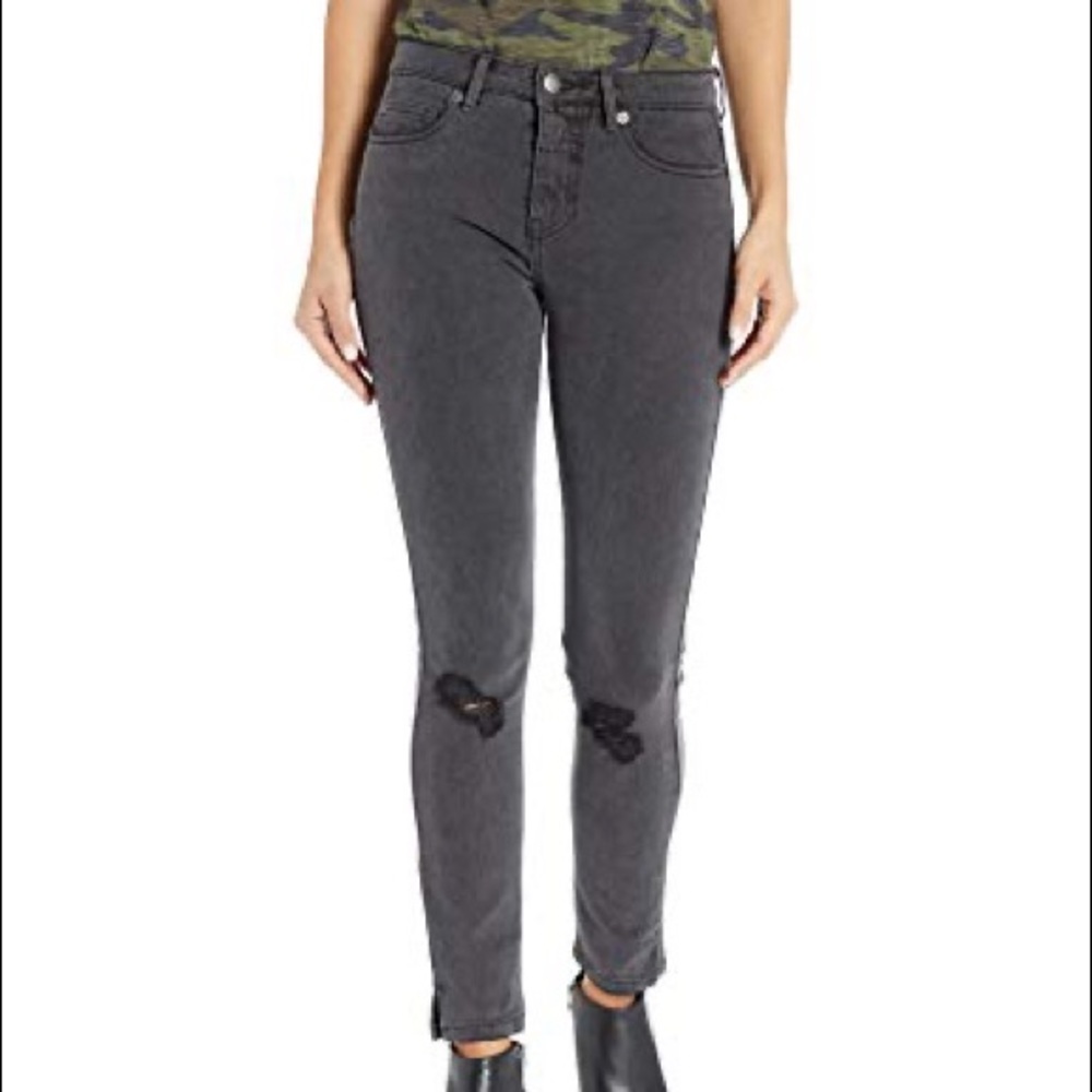 RVCA Daley mid skinny vintage black denim jeans with destruction at knees NWT